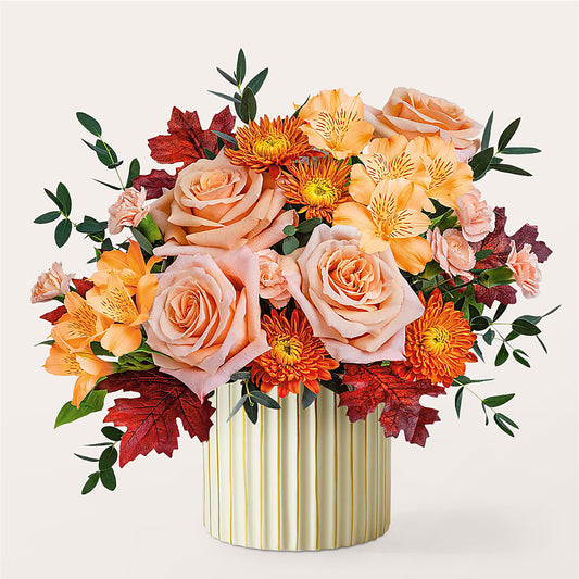 Spiced Latte Bouquet with Ivory Vase –  Blessing Blossom Designs Llc, Charlotte NC